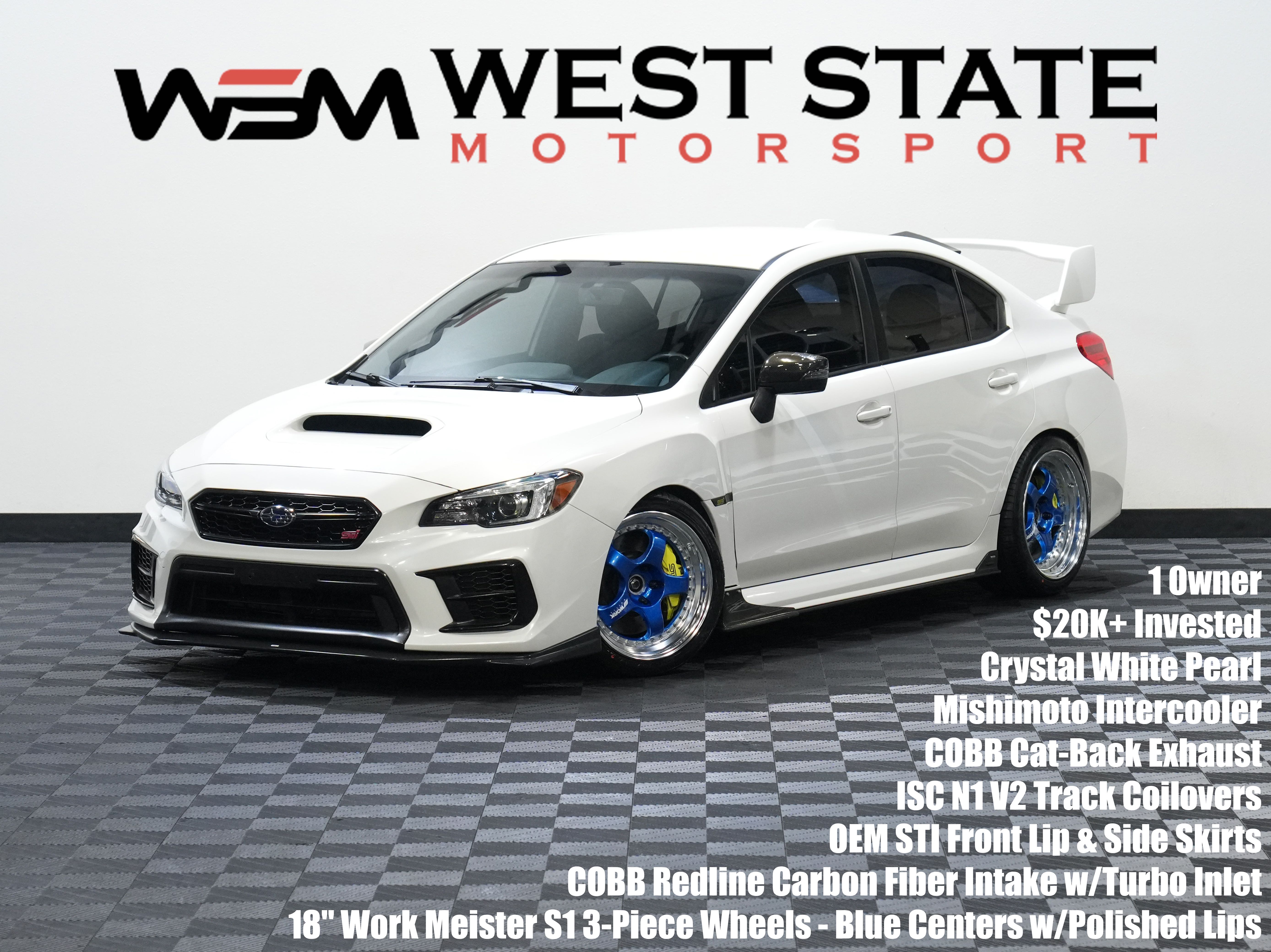 White 2020 Subaru WRX STI Sedan All-Wheel Drive 6-Speed Manual
