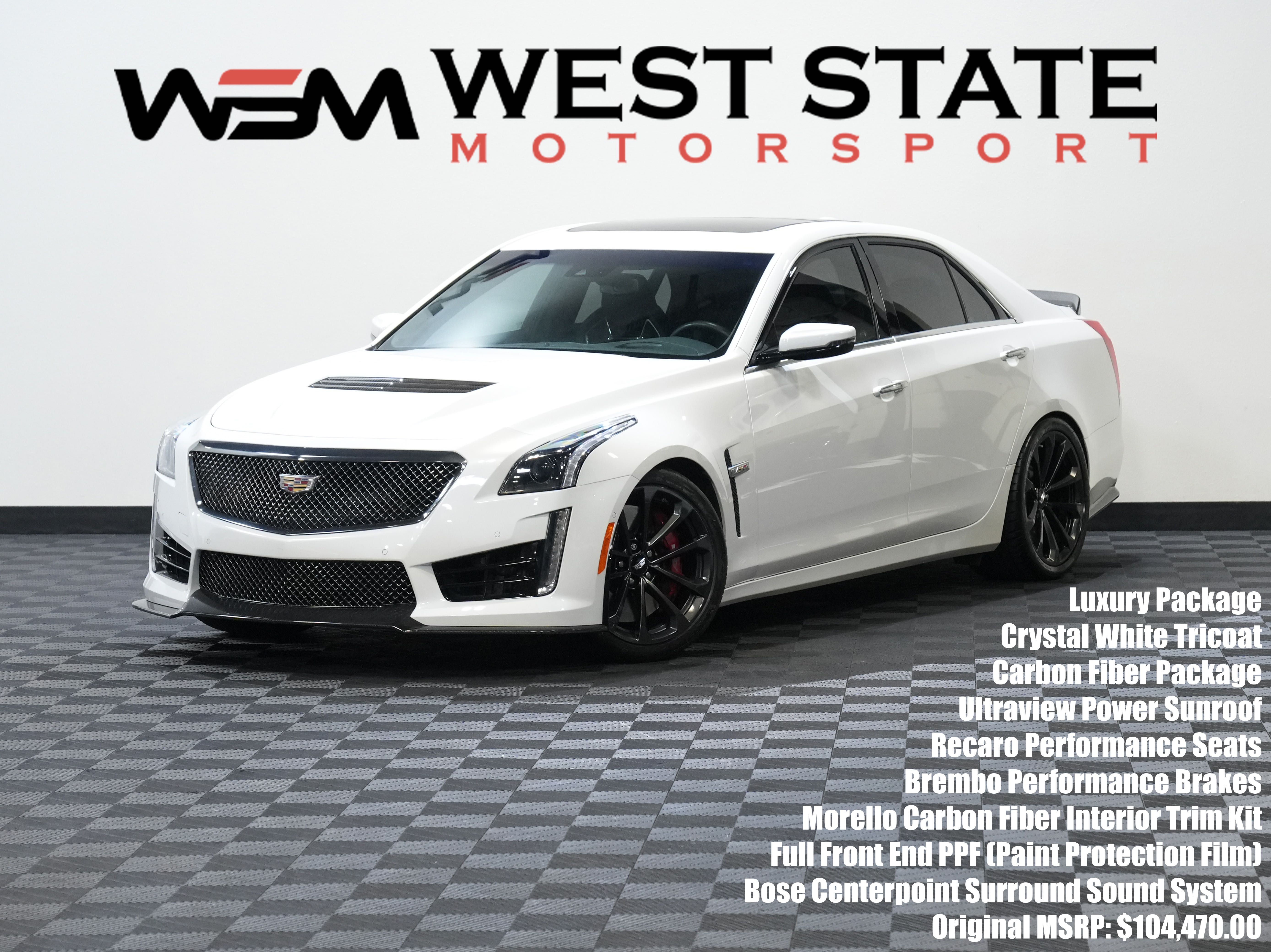White 2019 Cadillac CTS-V RWD Sedan Rear-Wheel Drive 8-Speed Automatic