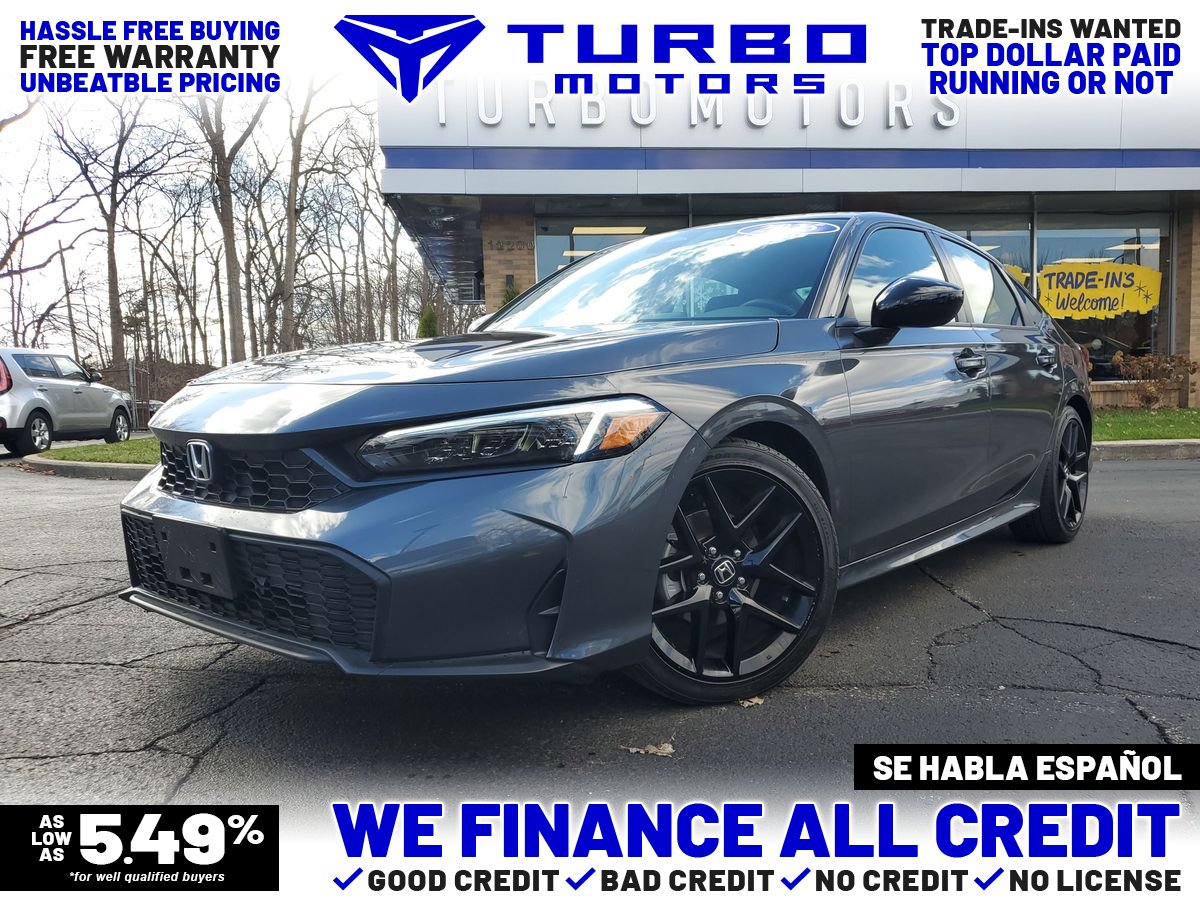 Gray 2025 Honda Civic Sport FWD Sedan Front-Wheel Drive Continuously Variable Transmission