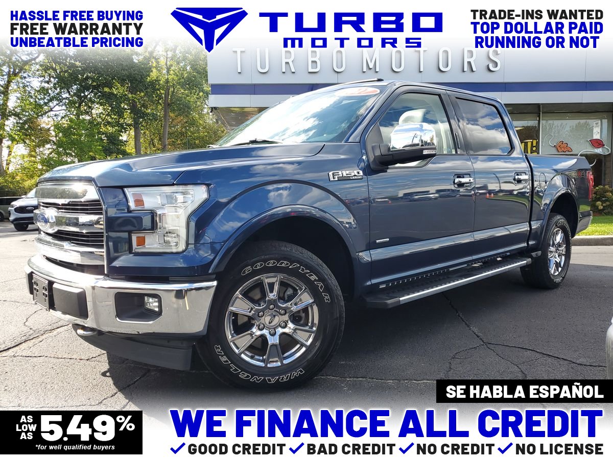 Blue 2017 Ford F-150 Lariat SuperCrew 4WD Pickup Truck Four-Wheel Drive Automatic
