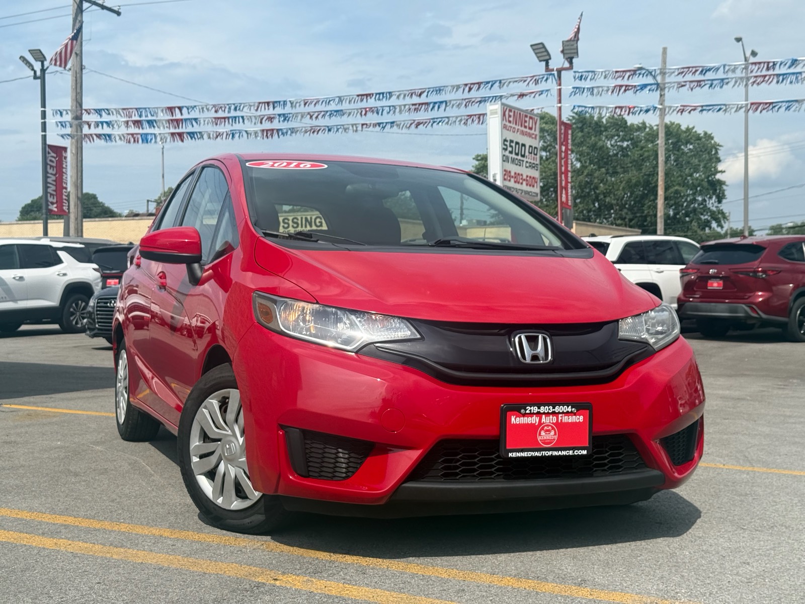 Red 2016 Honda Fit Hatchback Front-Wheel Drive Continuously Variable Transmission