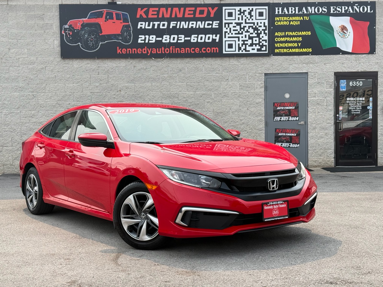 Red 2019 Honda Civic Sedan Front-Wheel Drive Continuously Variable Transmission