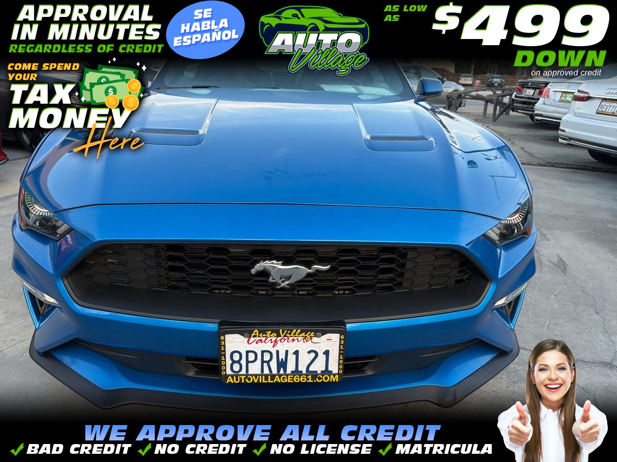 Blue 2020 Ford Mustang EcoBoost Premium Coupe RWD Coupe Rear-Wheel Drive Automatic