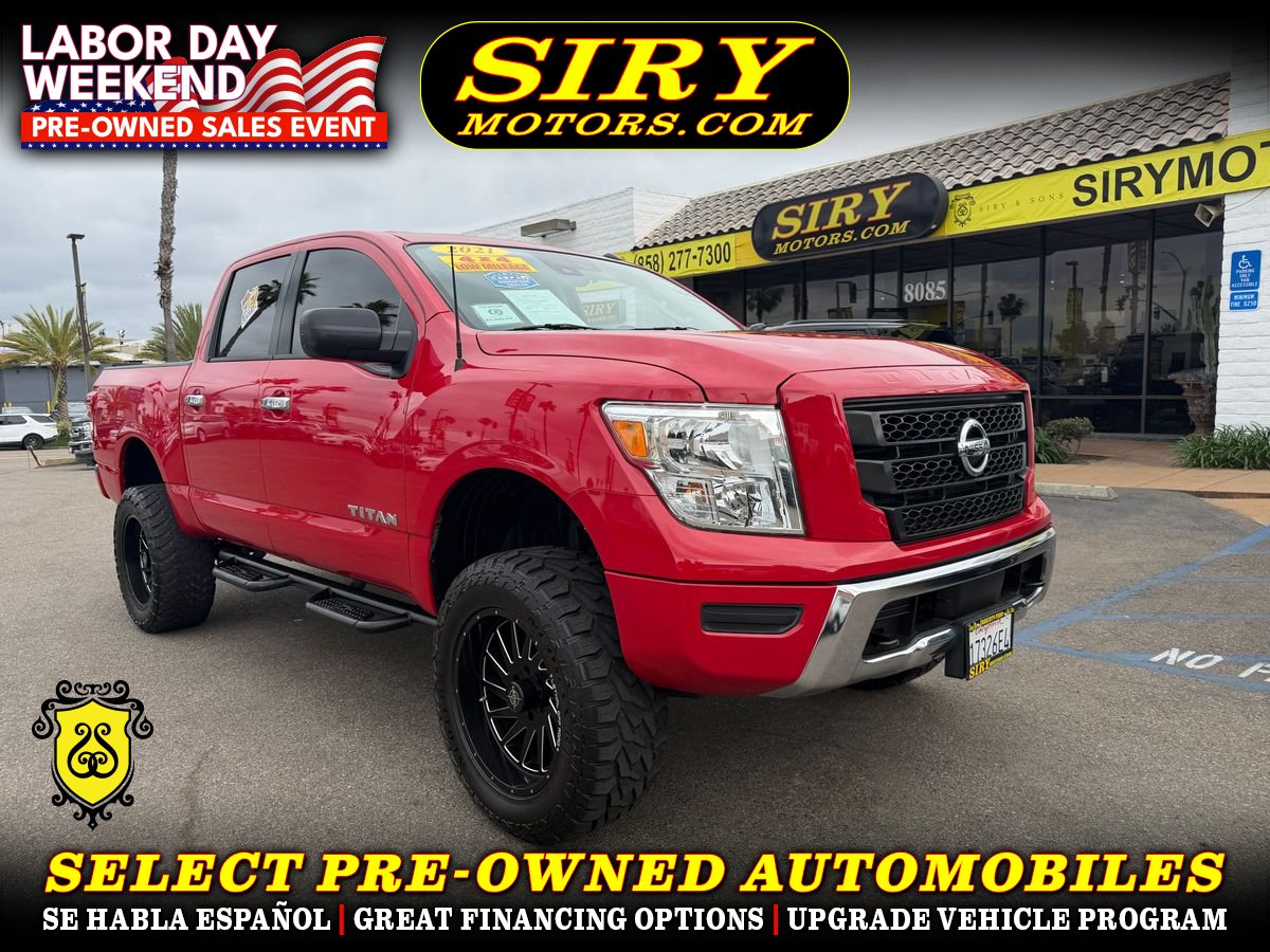 Red 2021 Nissan Titan Pickup Truck Four-Wheel Drive 9-Speed Automatic