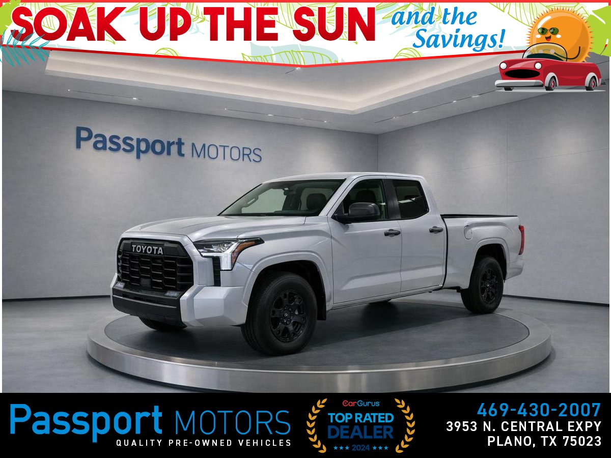 Silver 2025 Toyota Tundra SR Double Cab 4WD Pickup Truck Four-Wheel Drive Automatic