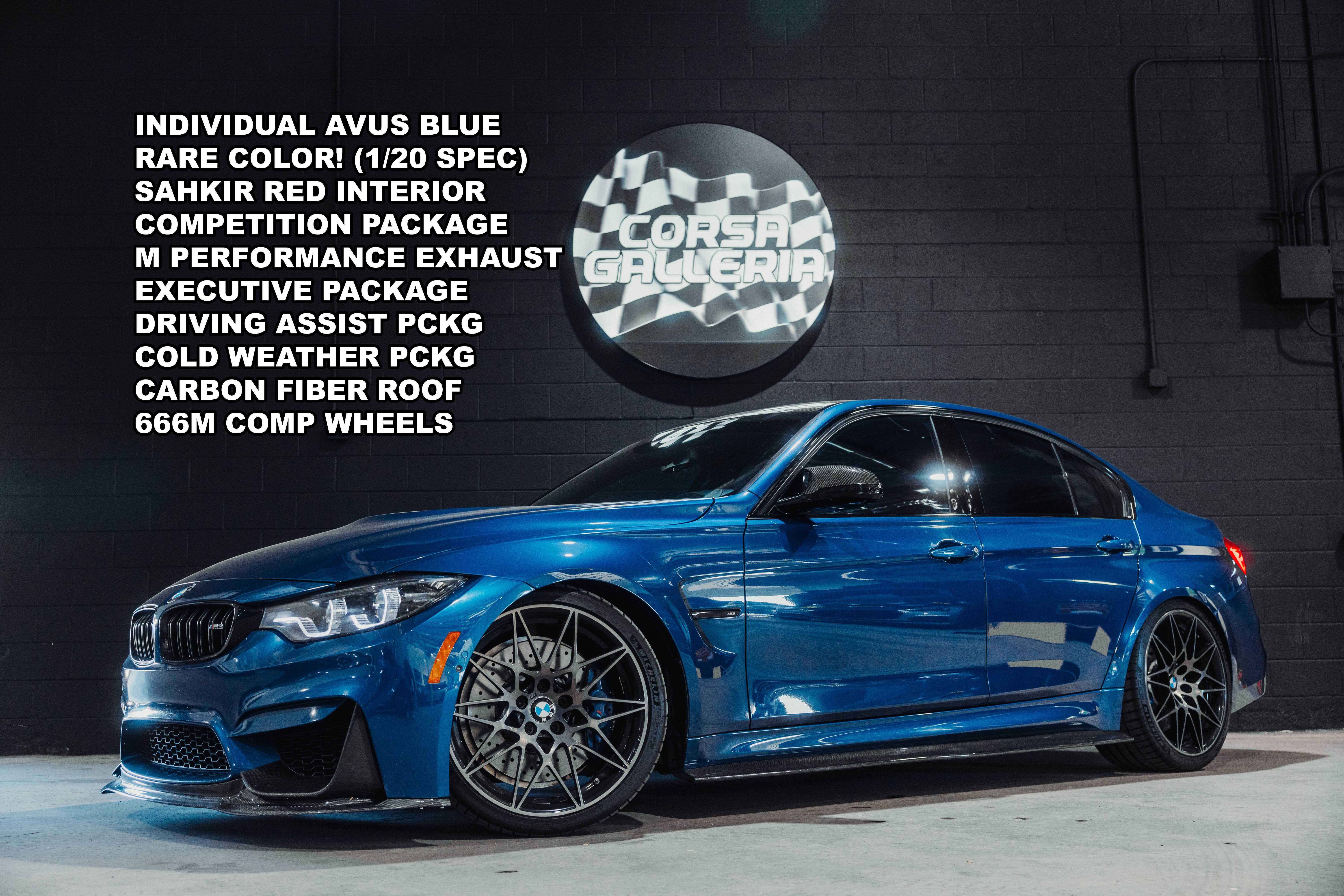 Blue 2018 BMW M3 Sedan Rear-Wheel Drive 7-Speed Dual Clutch